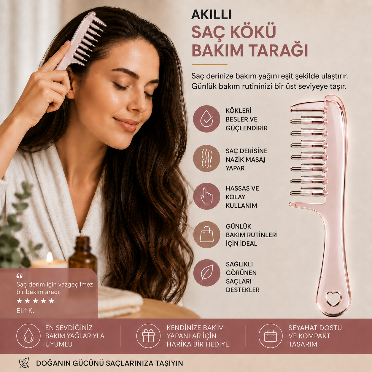 Akıllı Saç Kökü Bakım Uygulama Tarağı